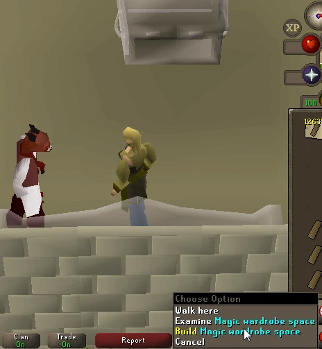 Right-click menu on a furniture hotspot placed so the Build option sits under the cursor