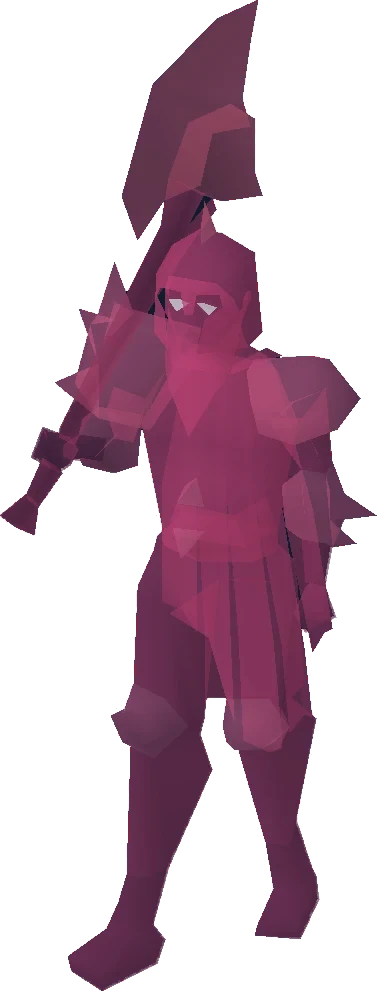 Dharok the Wretched, the Barrows brother, in his armour holding his greataxe