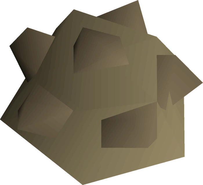 Dwarven rock cake item render, a lumpy brown stone cake