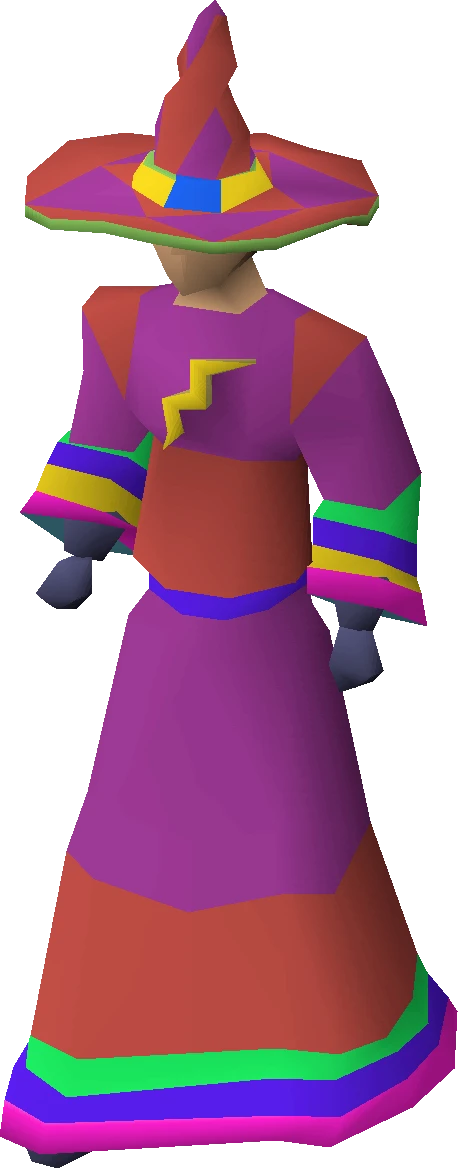Full Infinity robes set from the Mage Training Arena: hat, top, bottoms, gloves and boots on a player model