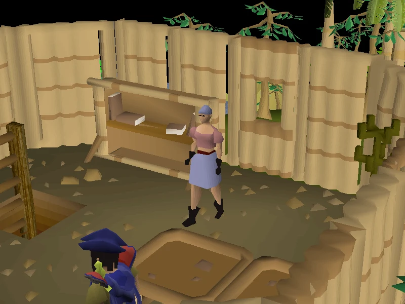Pirate Jackie the Fruit inside the entrance hut of the Brimhaven Agility Arena
