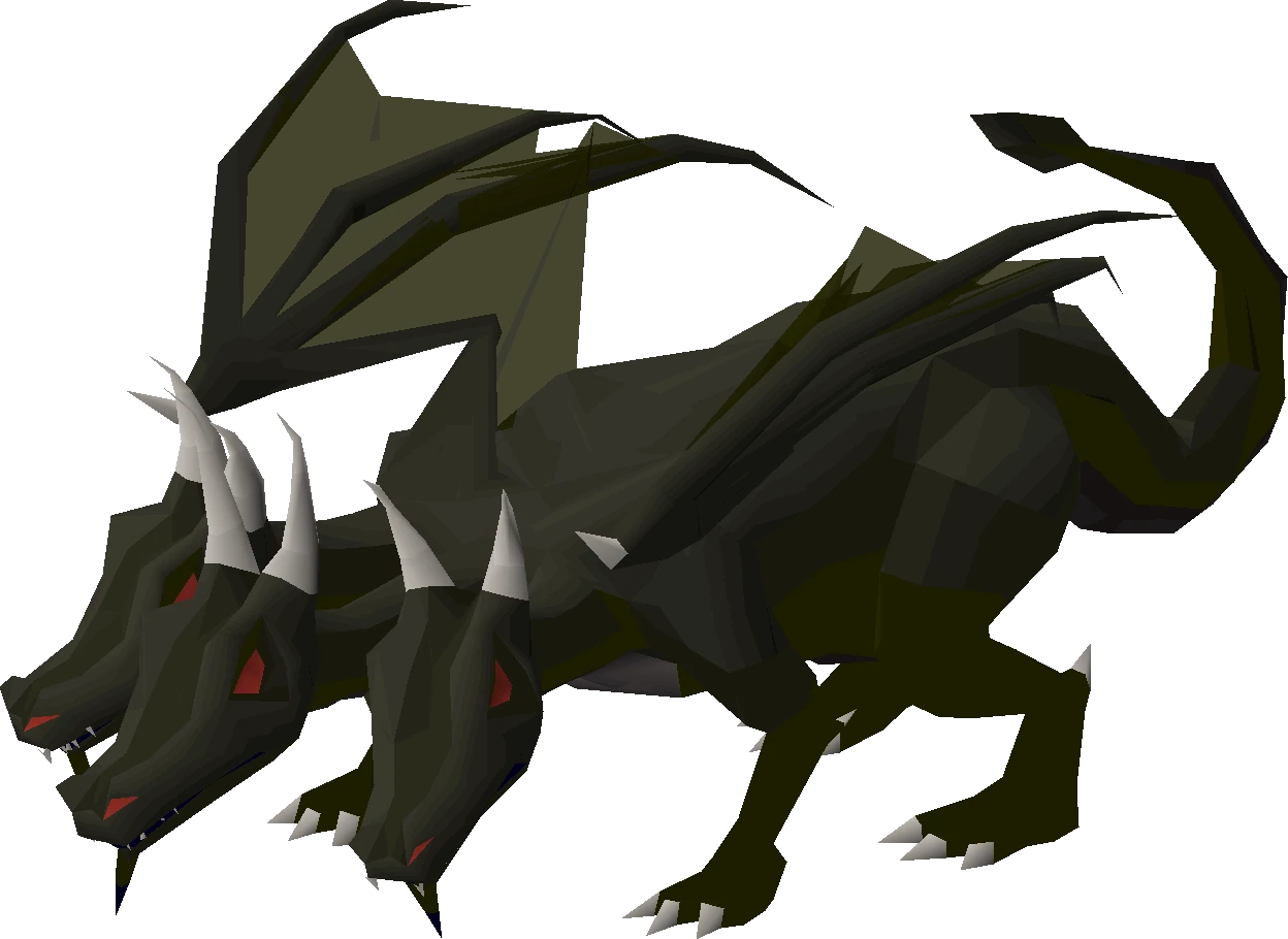 The King Black Dragon, a three-headed black dragon