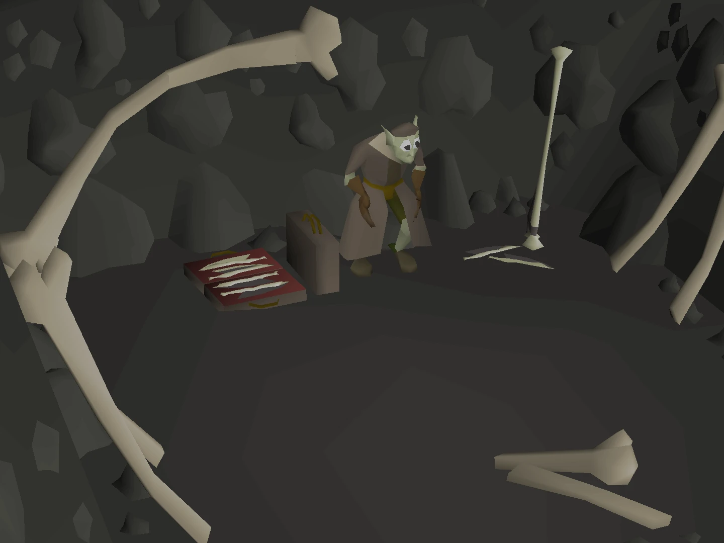 Nardok standing at his bone weapon stall in the Dorgesh-Kaan mine